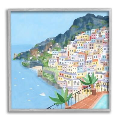 Stupell Positano Cliffside Coastal City Architecture Italian Buildings Framed Wall Art - Multi-Color