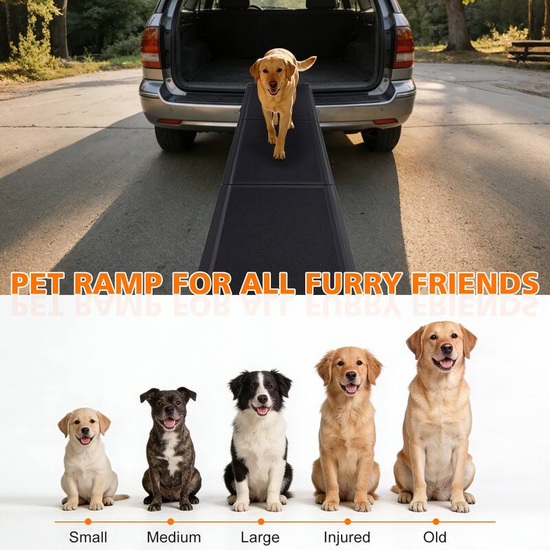 Dog Ramp for Car 71"x16" Foldable Dog Ramps for Large Dogs with Non-Slip Surface, Portable Pet Stair Ramp