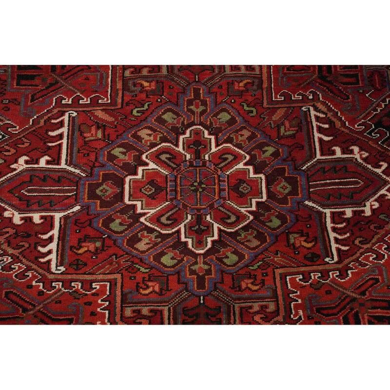 Hand Knotted Oriental 100% Wool Carpet Traditional Medallion Red Heriz Area Rug - 12' 7'' X 9' 11''