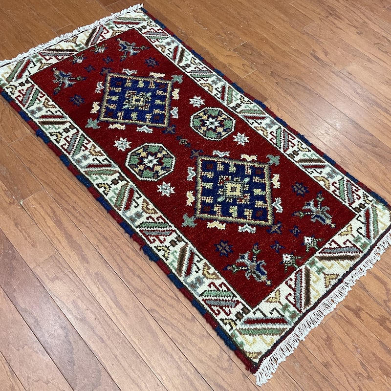 HERAT ORIENTAL Handmade Kazak Wool Rug - 2'1" x 4'