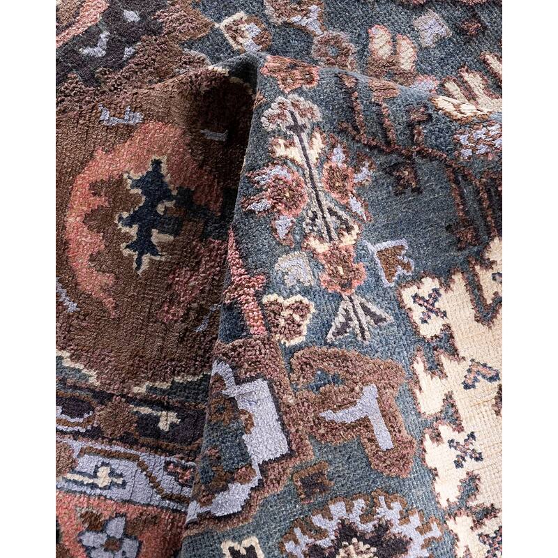 Ikat One-of-a-Kind Hand-Knotted Area Rug, Blue - 8' 10" x 12' 4"
