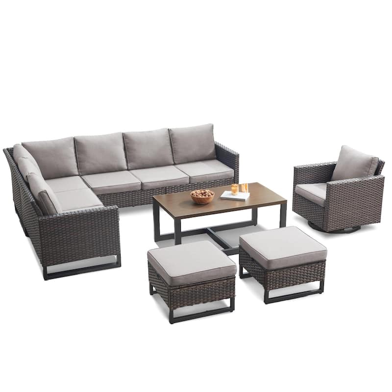 Wicker Patio Conversation Set with Cushion and Table