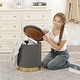 preview thumbnail 36 of 88, Adeco Round Storage Ottoman Footrest Stool Velvet Gold Plating Base