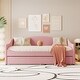 preview thumbnail 13 of 34, Teddy Fleece Twin Size Upholstered Daybed with Pull-out Trundle Bed and LED Light, Sofa Bed Frame for Bedroom Apartment Pink