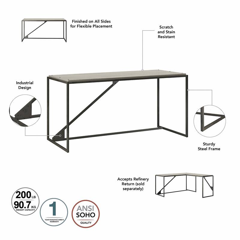 Refinery 62W L Shaped Industrial Desk with Drawers by Bush Furniture