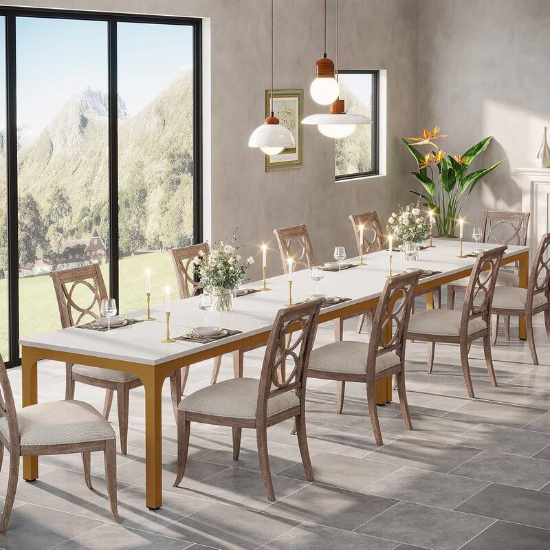 78.7" Rectangle Wood Dining Table, Long Kitchen Table for Living/Dining Room