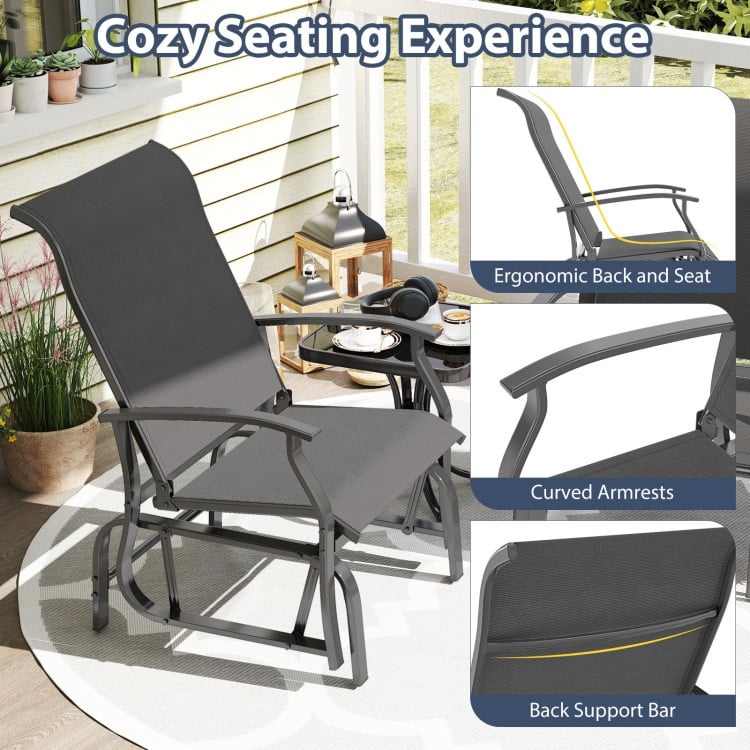 Fabric Metal Outdoor Glider Chairs Set of 2 Patio Set - 32" x 25.5" x 37"