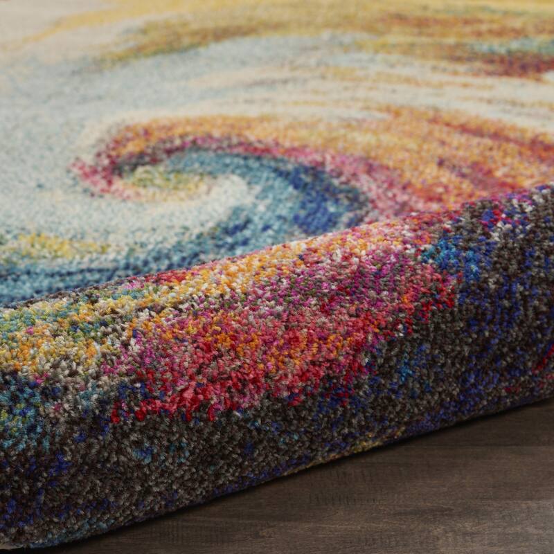 Power Loomed Abstract Modern Non Skid Stain Resistant Area Rug - 126' X '94' X '0.5