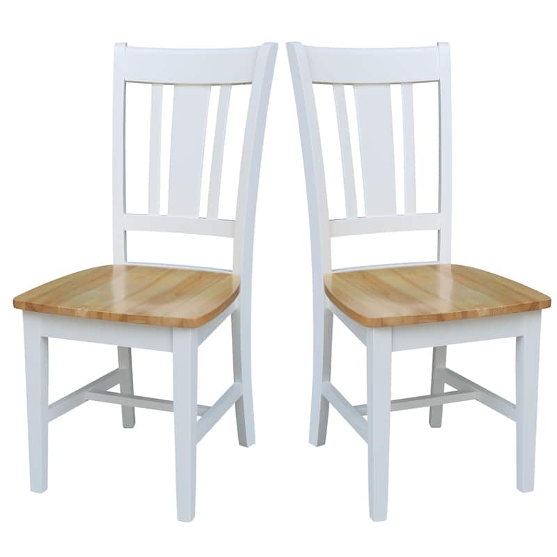 International Concepts Solid Wood San Remo Splatback Chairs - Set of 2 - White/Natural