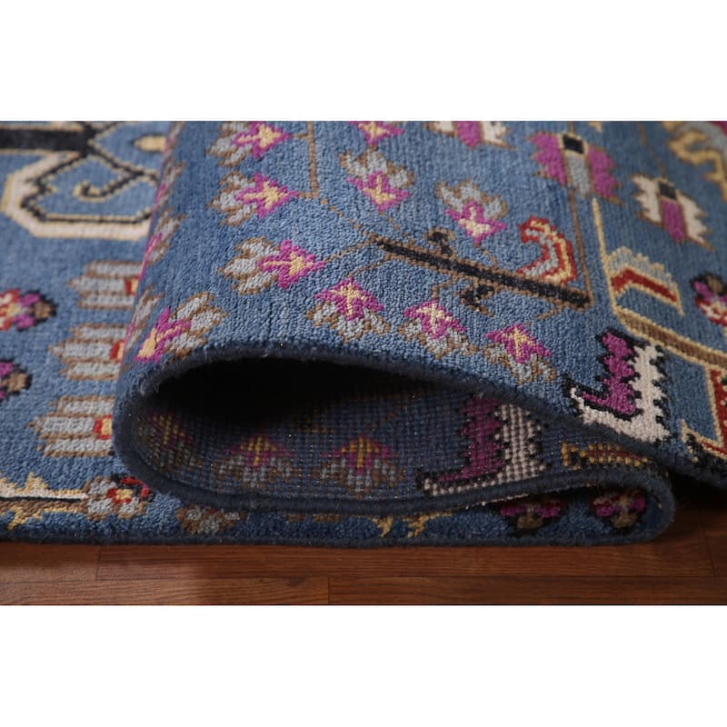 All-Over Blue Ziegler Oriental Area Rug Handmade Wool Carpet - 7'10" x 10'1"