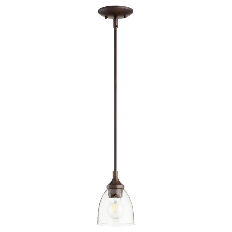 Quorum International Enclave 6" Wide Mini Pendant - Oiled Bronze / Clear Seeded