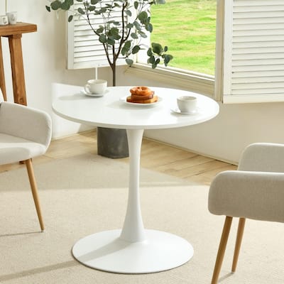 Homy Casa 31.5" Round Pedestal Dining Table for Modern Kitchen or Bistro Spaces