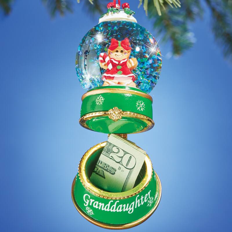 Children and Grandchildren Snow Globe Trinket Ornaments - 4.600 x 3.800 x 3.800
