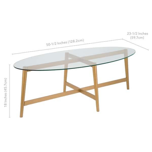 dimension image slide 1 of 3, Olson Oval Coffee Table