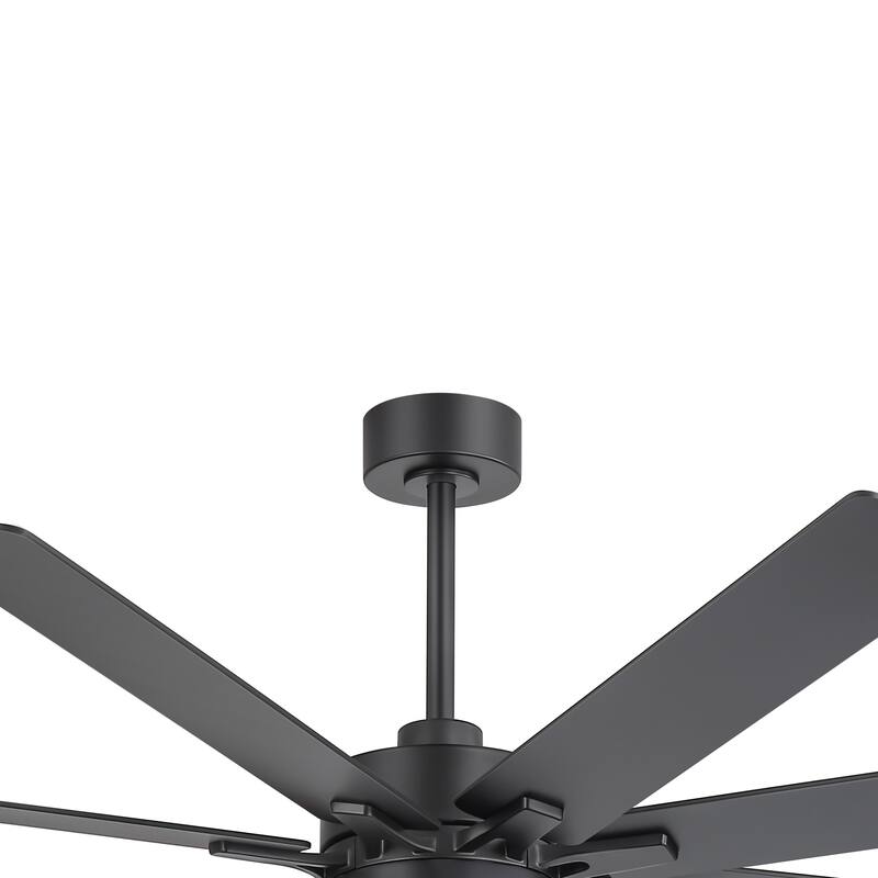 72 Inch Black Large Ceiling Fan with Light and Remote(8-Blade) - Satin Nickel