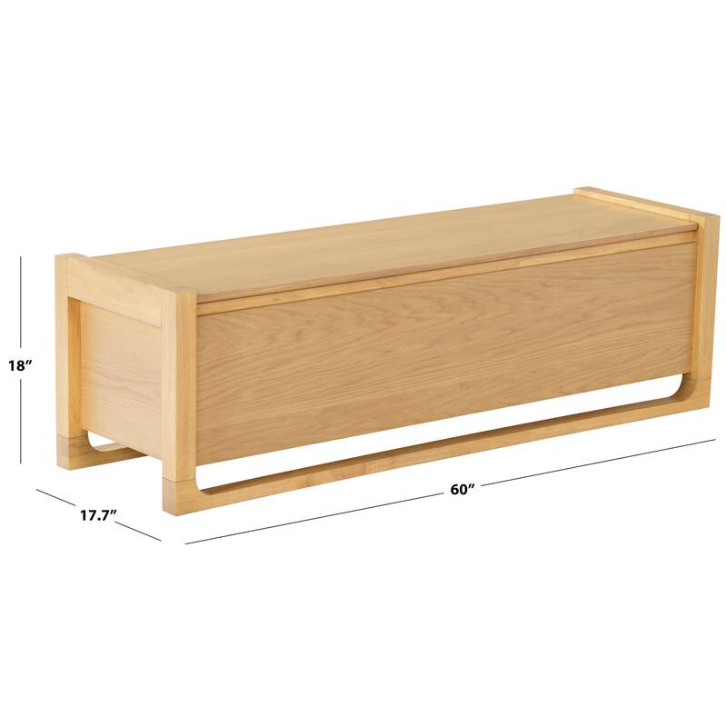 SAFAVIEH Couture Tyrell Wood Storage Bench - 60"W x 18"D x 18"H