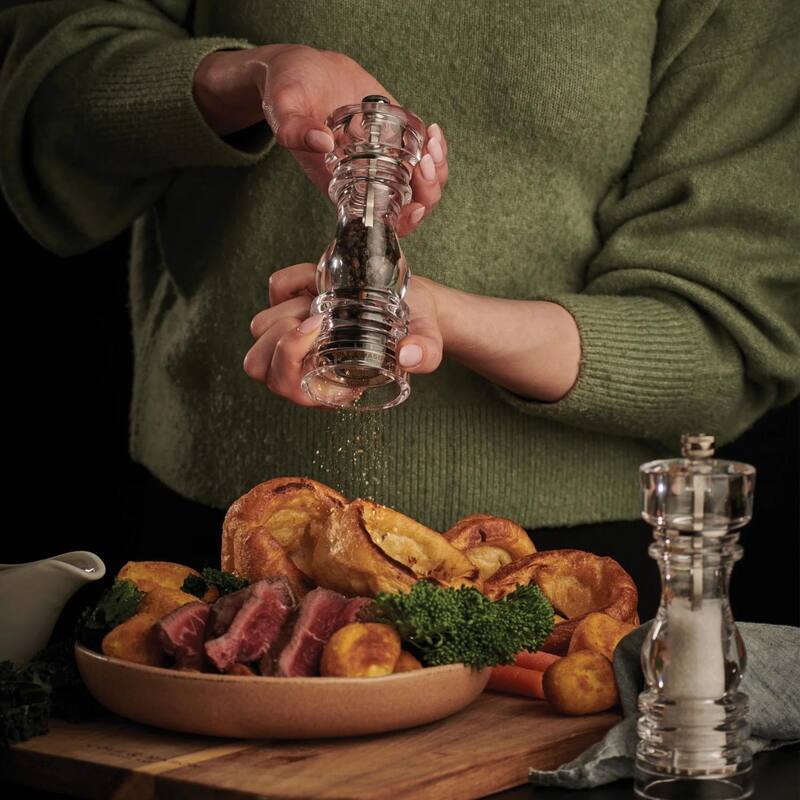 Cole & Mason London Acrylic Salt Mill 5" - Adjustable Ceramic Mechanism, Clear Durable Kitchen Mill