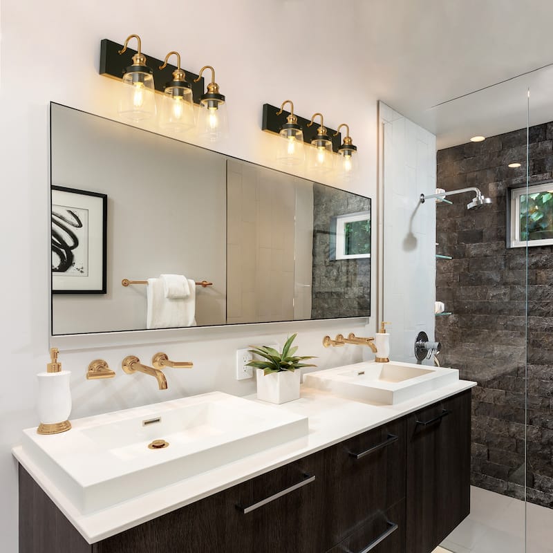 Cozia Modern 3-light Black Gold Bathroom Vanity Light Dimmable LED Wall Sconce