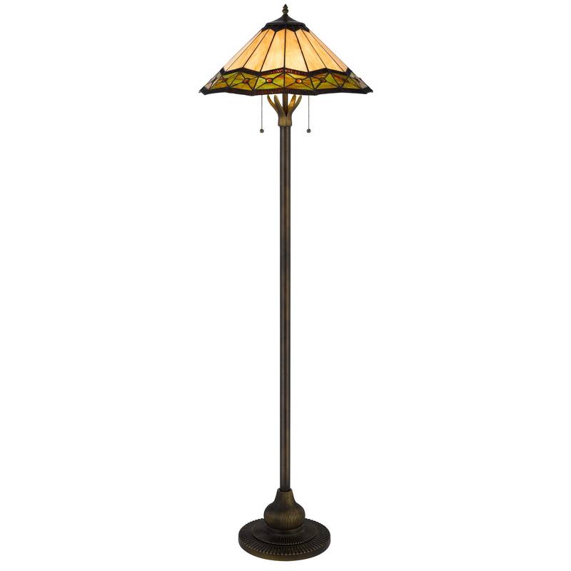 Dio 62 Inch Floor Lamp, Colorful Tiffany Style Stained Glass, Bronze Resin