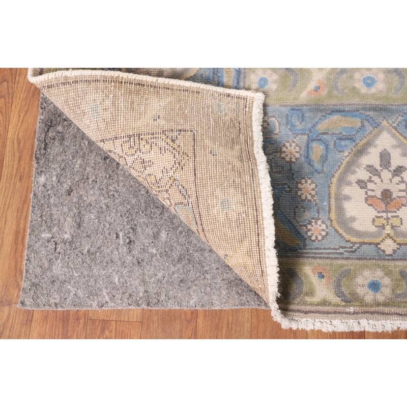 Over-Dyed Blue Tabriz Persian Vintage Rug Handmade Wool Carpet - 9'10"x 13'0"