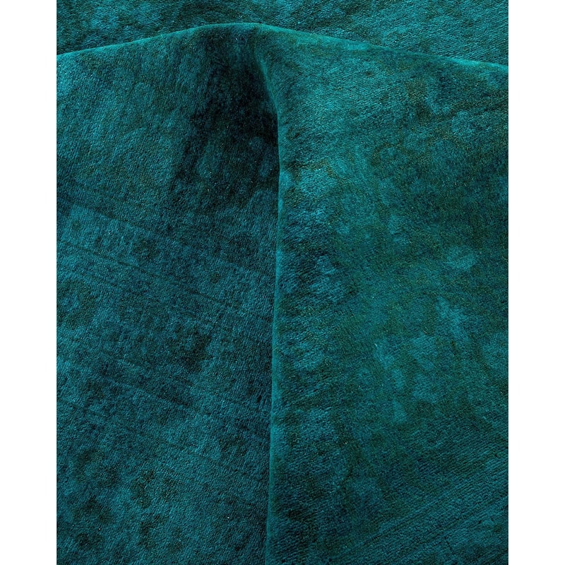 Overton Hand Knotted Wool Vintage Inspired Modern Contemporary Overdyed Blue Area Rug - 12' 3" x 16' 7"