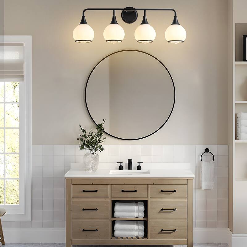 Modern Vanity Lights Dimmable Bathroom Light Fixtures with Glass Shade