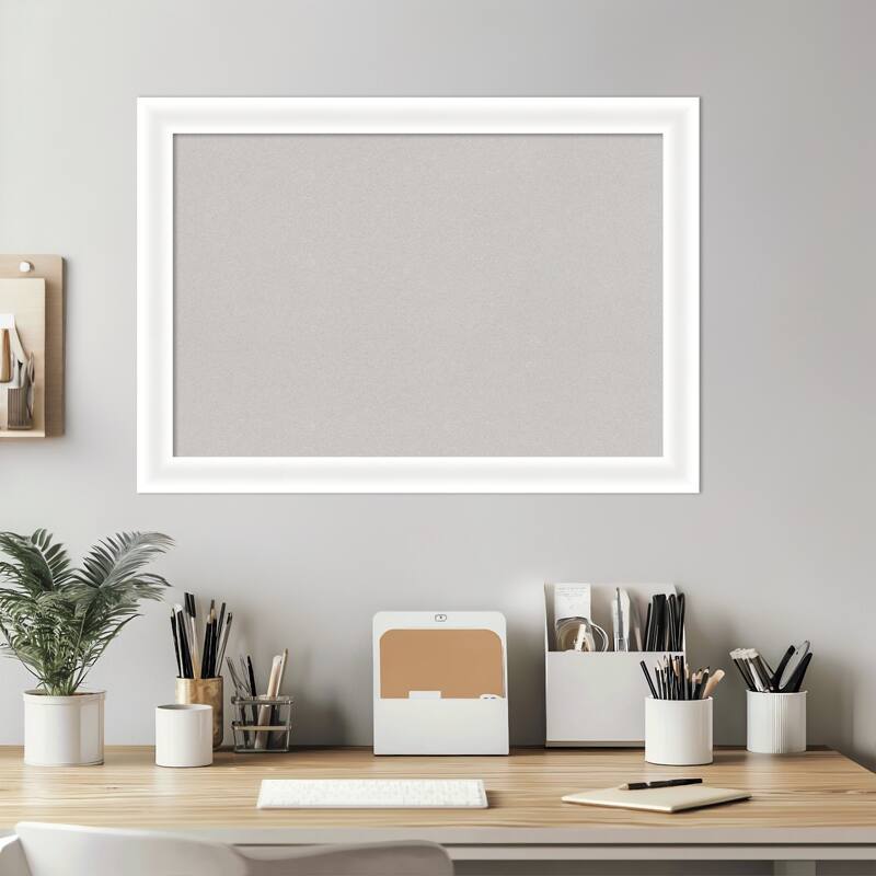 Oliver White Narrow Wood Framed Cork Board - Bulletin Board, Organization Board, Pin Board