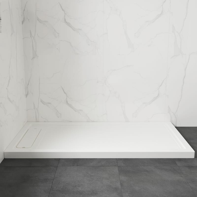 OVE DECORS Adena White Shower Base 60x36 in white - 72 x 36 x 2.8 inches - Side Hidden