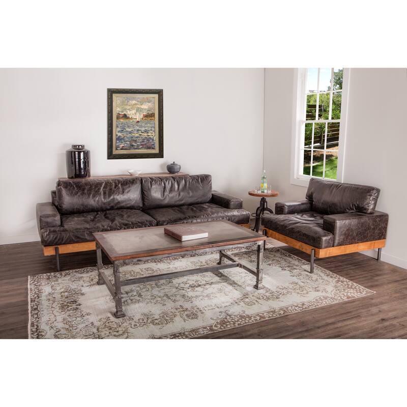 Chiavari Distressed Antique Ebony Leather Armchair