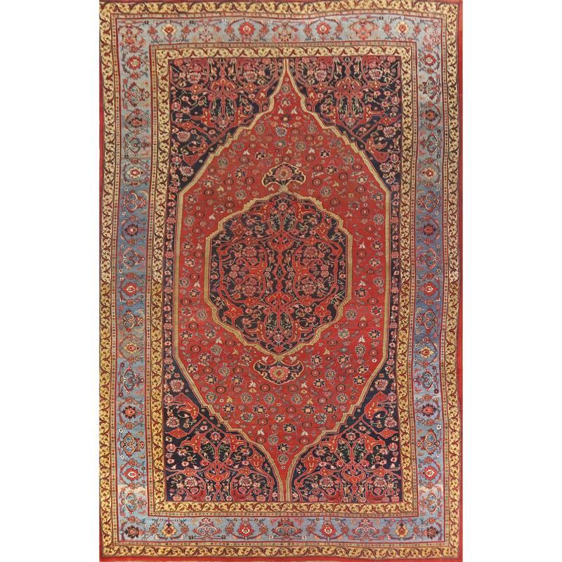 Hand Knotted Oriental 100% Wool Carpet Traditional Floral Red Bidjar Area Rug - 18' 11'' X 11' 7''