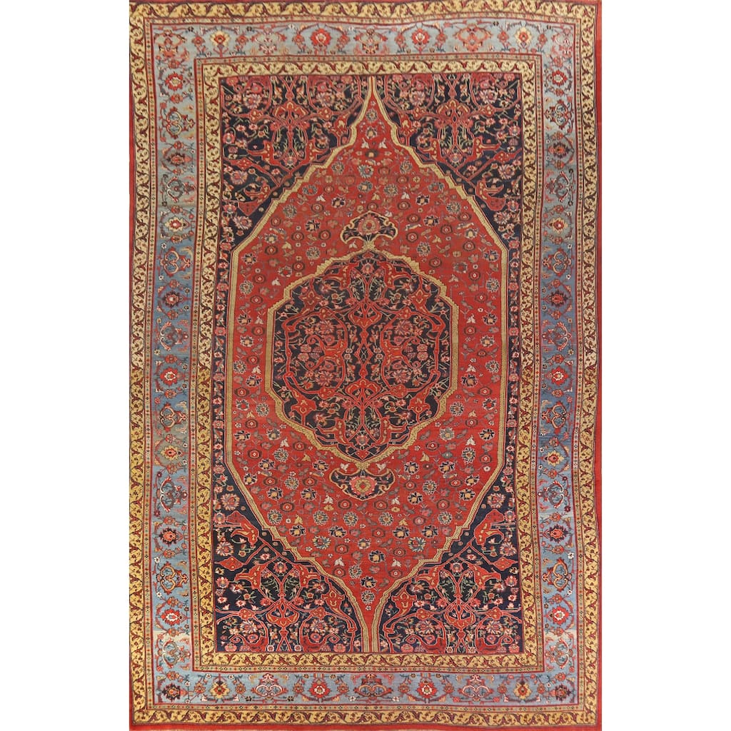 Hand Knotted Oriental 100% Wool Carpet Traditional Floral Red Bidjar Area Rug - 18' 11'' X 11' 7''