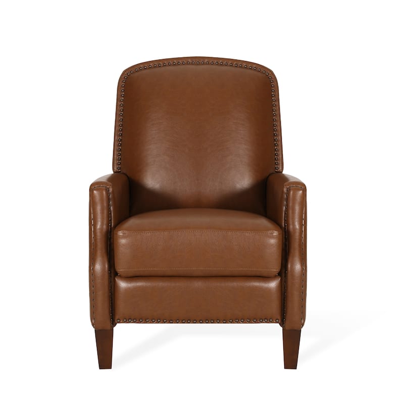 Cavanaugh Upholstered Pushback Recliner with Nailhead Trim by Christopher Knight Home - Espresso + Cognac