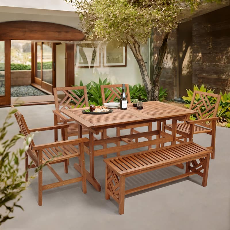 Carmel Solid Wood Extendable Outdoor Dining Table with Umbrella Hole - 59.8" L (78.3" L extended)