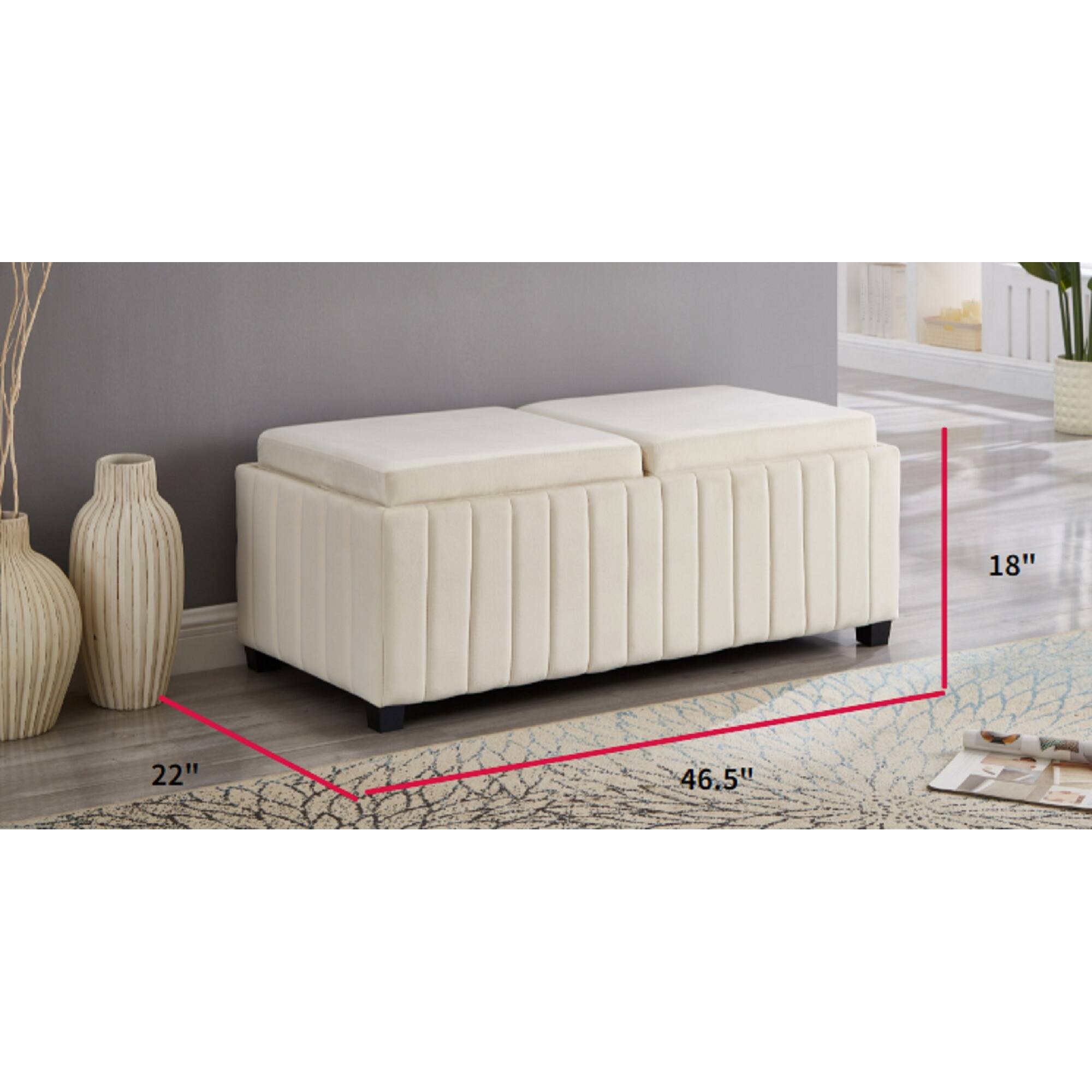 45'' Modern Storage Ottoman Bench, Coffee Table for Living Room Ottoman