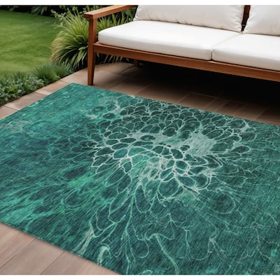 HomeRoots Abstract Transitional Rectangle Outdoor Rug