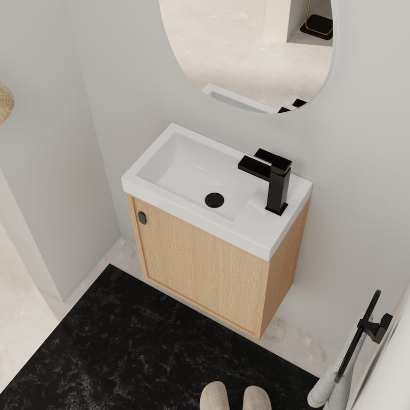 Bathroom Vanity With Sink In 18 Inch, Floating Small Bathroom Vanity With Soft Close Door