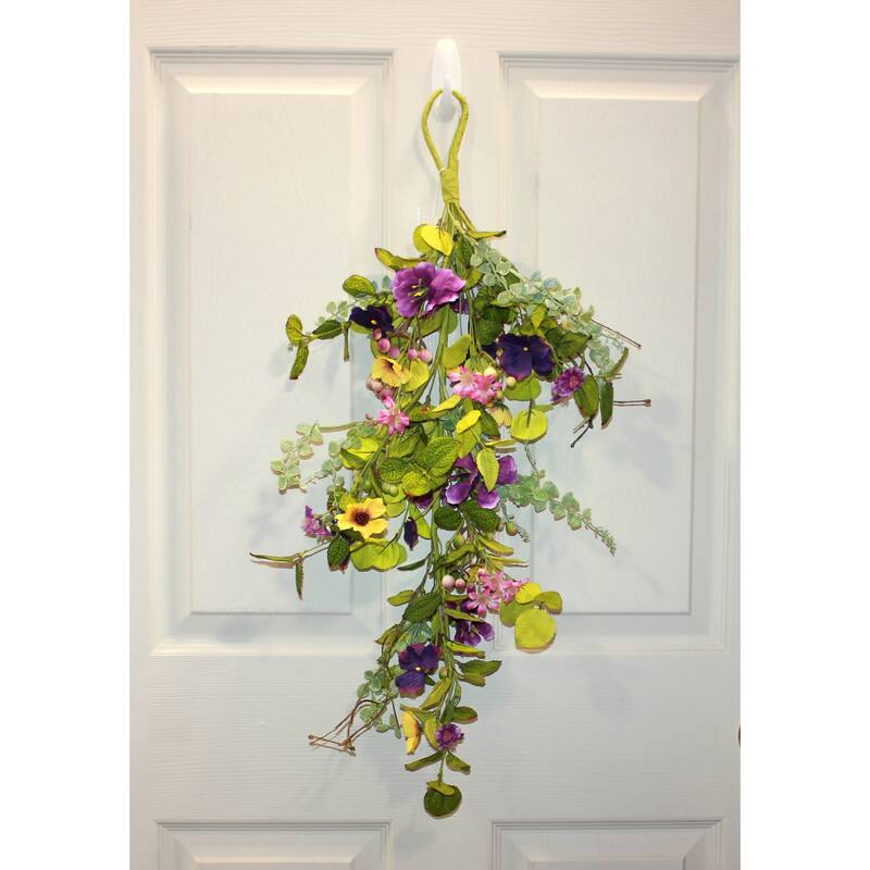 24" Mixed Teardrop with Pansy, Purple - 24
