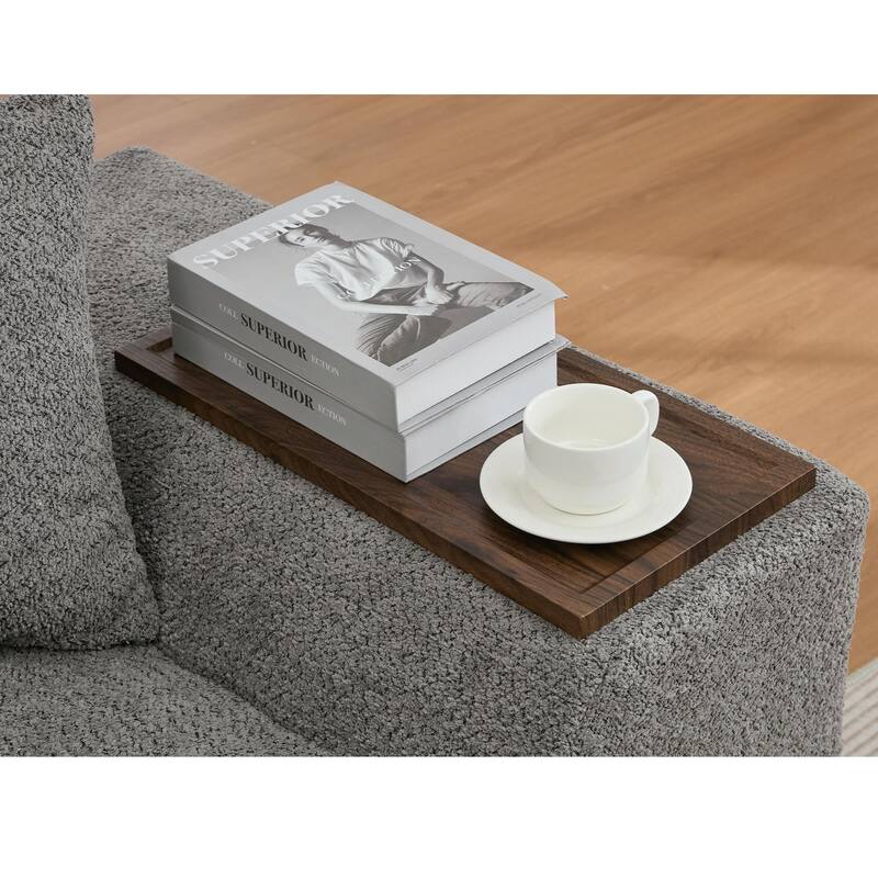 5-Seat Boucle Cloud Sofa Set (3+2) with End Tables & 4 Pillows