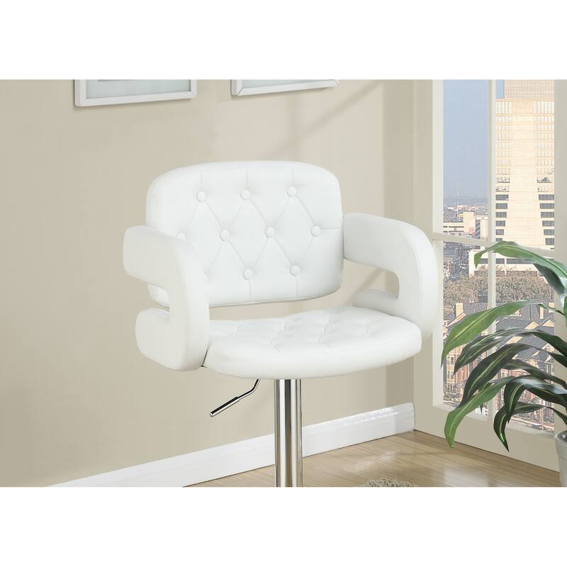 Faux Leather Swivel Barstool, Tufted Back Upholstered Dining Chair, Adjustable Height Counter High Chair, Reception Chair