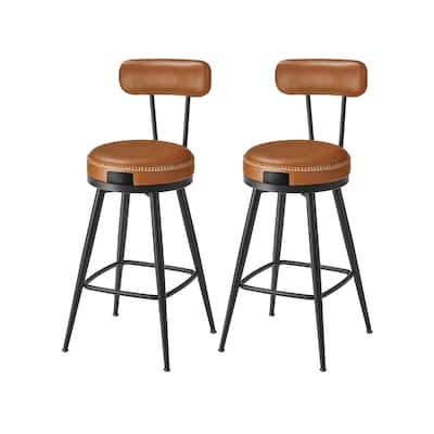 360 Swivel Bar Stools with Backrest and Steel Legs Footrest Perfect for Dining Room Set of 2