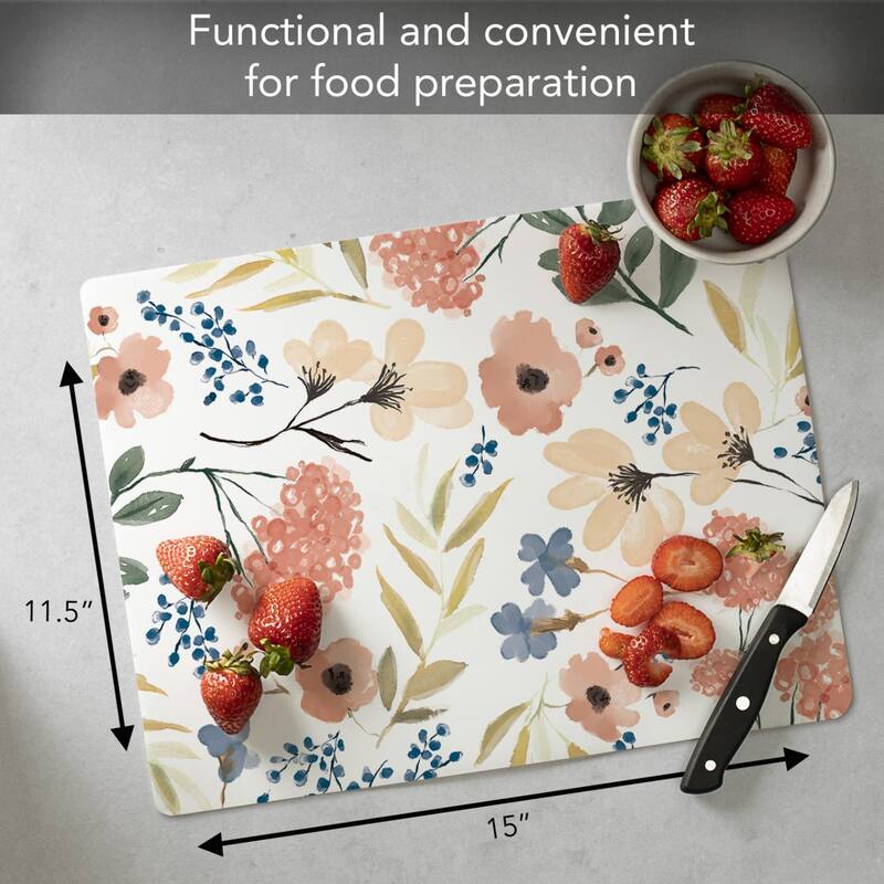 Meadow Flexible Plastic Cutting Board Mat 15" x 11.5", Made in the USA, Decorative, Flexible, Easy to Clean