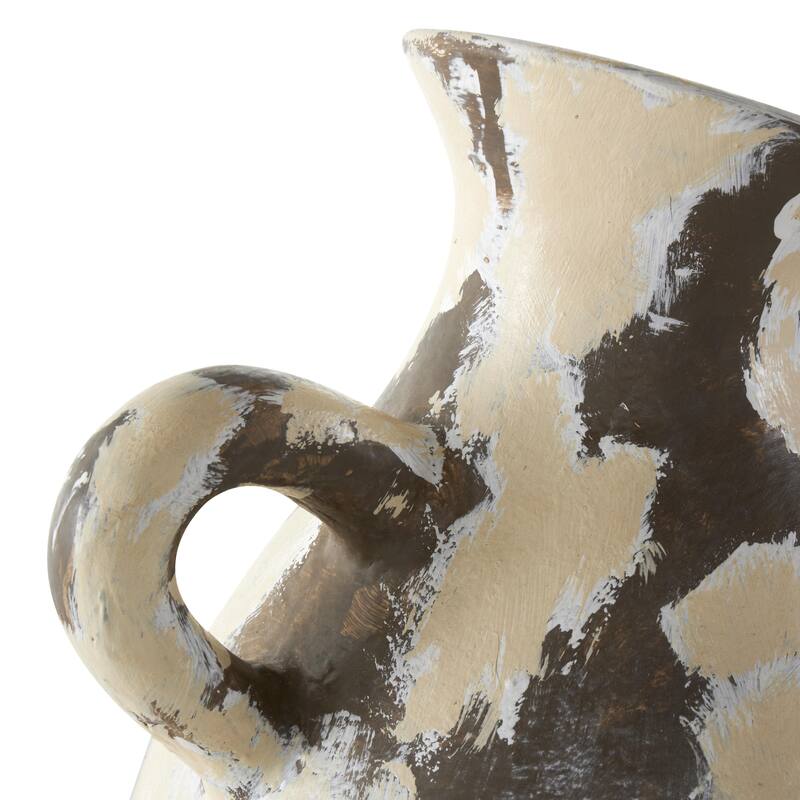 Ceramic Antique Style Pot Decorative Vase with Curved Handle - Cream - Roche River Decor
