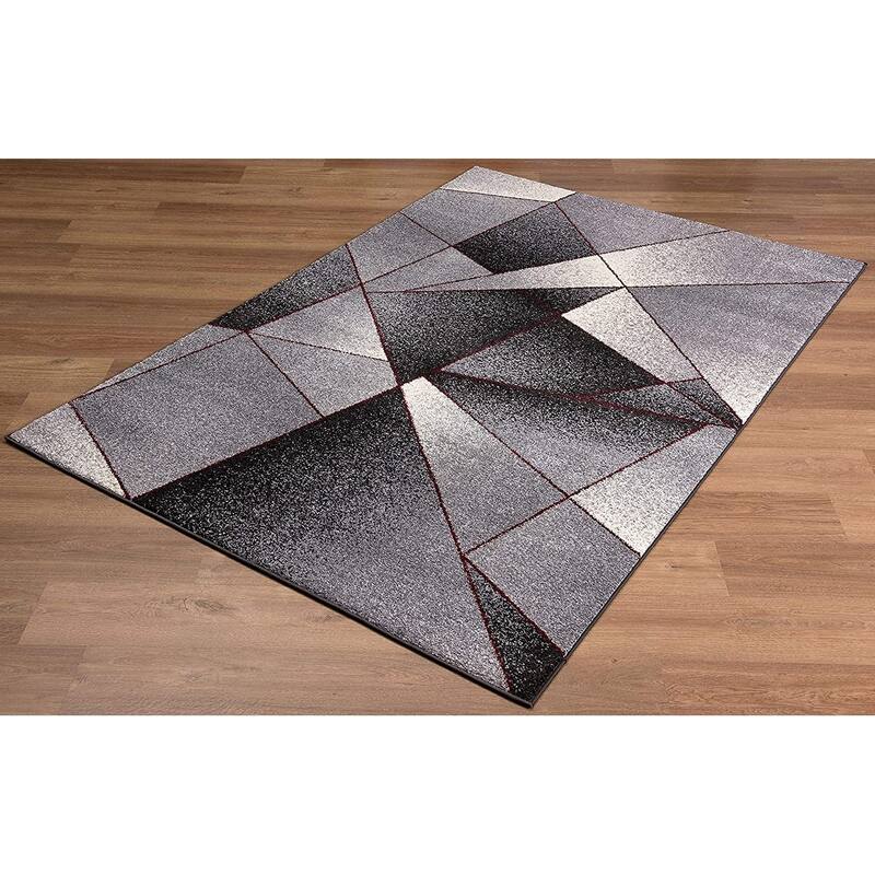HomeRoots 4' X 6' Gray And Blue Prism Pattern Area Rug