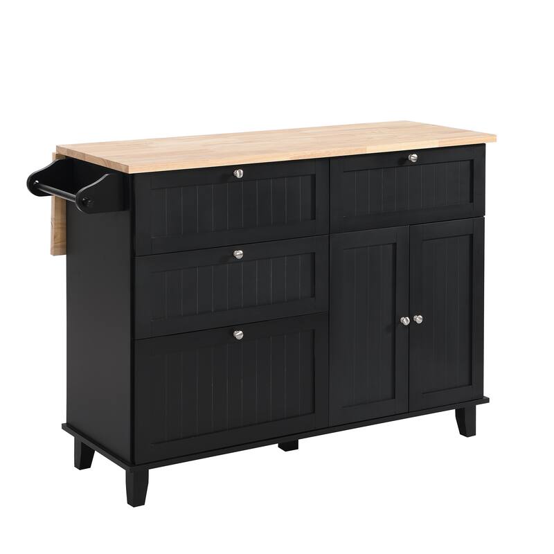Farmhouse Style 3-Piece Dining Table Set with Drop Leaf, Drawers and 2 Seatings