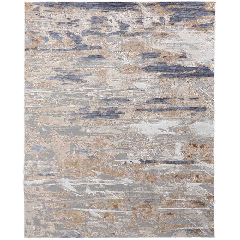 Grand Bazaar Corben Machine Made Abstract Transitional Area Rug - 4' x 6' - Tan/Orange/Ivory