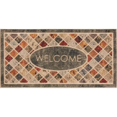 Mohawk Home Crosshatch Tile Welcome All Weather Recycled Rubber Door Mat - 2' x 4'