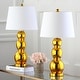 preview thumbnail 7 of 6, SAFAVIEH Lighting 28-inch Jayne Three Sphere Glass Gold Table Lamp (Set of 2) - 14"x14"x26.5"