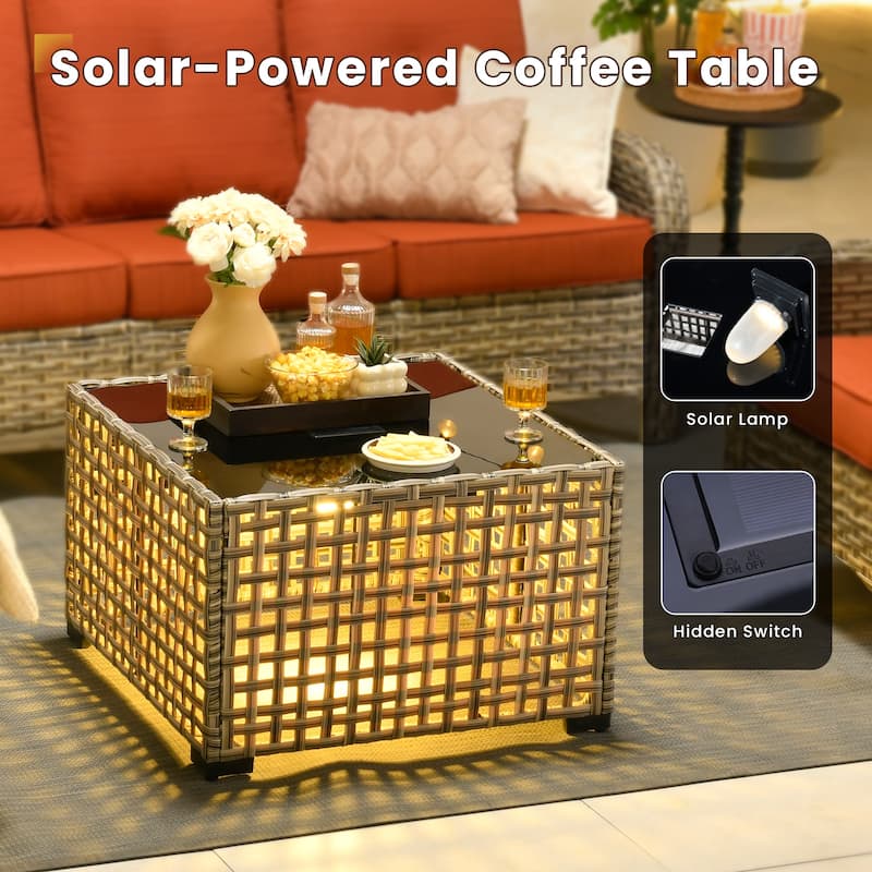 XIZZI 6-Piece Outdoor Wicker Patio Furniture Set with Coffee Table