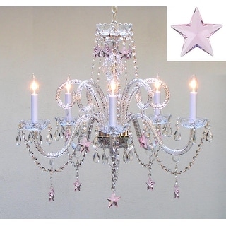 Empress Crystal Chandelier Lighting With Pink Crystal*Stars* H25 x W24 - Chandeliers For Bedrooms by Overstock.com
