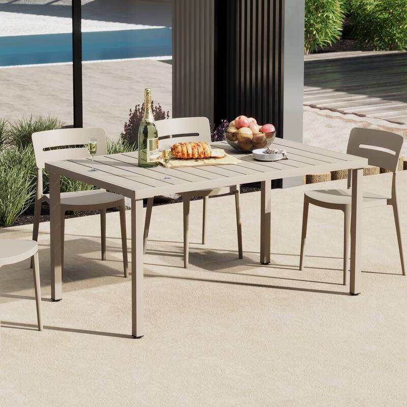 Frond and Form 59 Inch By 35.4 Inch Outdoor Steel Rectangular Dining Table